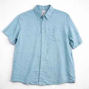 Brooks Brothers Baird McNutt‎ Irish Linen Shirt XL Regent Fit Blue
